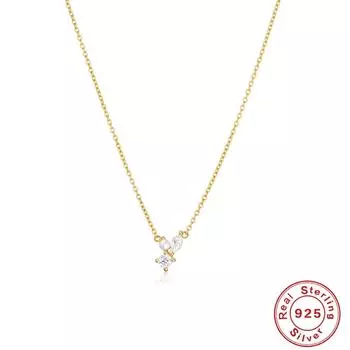 Компактная и изысканная подвеска из стерлингового серебра S925 с кристаллами льда и бриллиантами, стильное повседневное атмосферное ожерелье высшего класса 925 silver золотой