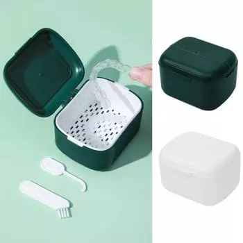Компактная многофункциональная крышка для хранения брекетов, крышка с пряжкой, чехол для ванны, фиксатор чашки, коробка для чистки, ортодонтия зелёный