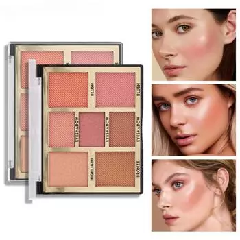 Компактная многофункциональная палитра для макияжа с мерцающими румянами и хайлайтерами
