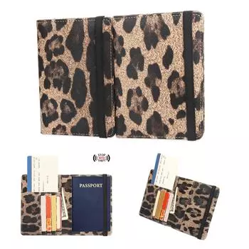 Компактная обложка для паспорта с леопардовым принтом, блокирующий держатель для карт, защитит вашу личную информацию темно-синий