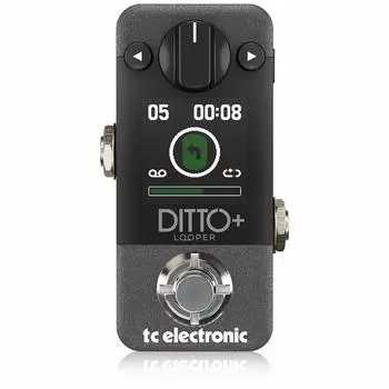 Компактная педаль Looper TC Electronic, 99 слотов, 60 минут, цветной дисплей, режим расширенного цикла DITTO+ LOOPER, черный