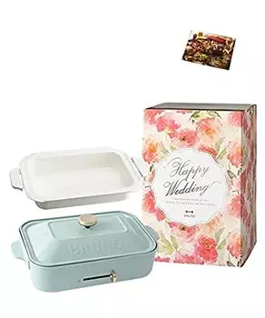 Компактная плита BRUNO, основной блок, 3 типа плит, керамическая кастрюля с покрытием, чехол для свадебного подарка, книга рецептов в комплекте, сине-серый, стильный, симпатичный, эта 1-секционная крышка