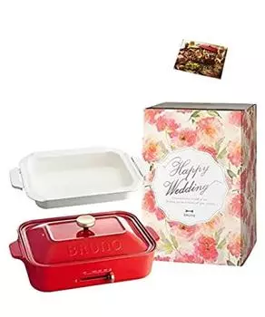 Компактная плита BRUNO, основной блок, 3 типа плит, керамическая кастрюля с покрытием, чехол для подарка на свадьбу Yakiniku, книга рецептов в комплекте, красный, стильный, милый, этот блок 1 шт. красный