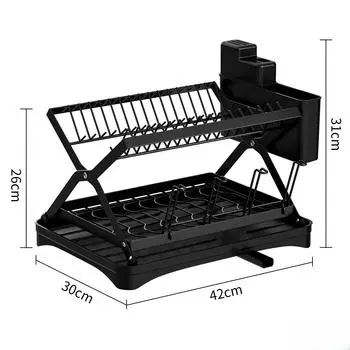 Компактная полка для посуды Многофункциональная полка для сушки посуды Нержавеющая кухонная сушилка для посуды чёрный