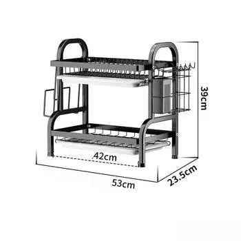 Компактная полка для посуды Многофункциональная полка для сушки посуды Нержавеющая кухонная сушилка для посуды 2 layers&S