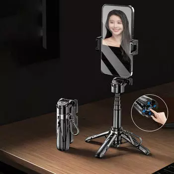 Компактная селфи-палка с держателем для телефона для видео и фотосъемки чёрный