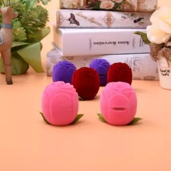 Компактная шкатулка для колец с розами, пыленепроницаемая шкатулка для украшений из роз, флокированные шкатулки для украшений на День святого Валентина красный