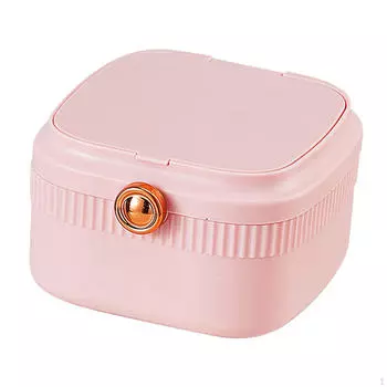 Компактная шкатулка для украшений с двумя слоями для удобного хранения и путешествий розовый