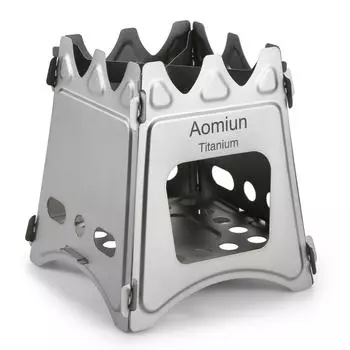 Компактная складная дровяная печь Aomiun для приготовления пищи на природе, кемпинга, пикника M серебряный