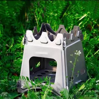 Компактная складная печь для кемпинга из титана/нержавеющей стали для кемпинга, пешего туризма, приготовления пищи, пикника, барбекю, гриля