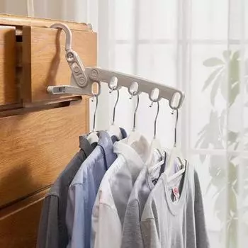 Компактная складная вешалка для одежды с 5 отверстиями, портативная дорожная сушилка, прочный многофункциональный органайзер для одежды, несущий нагрузку белый