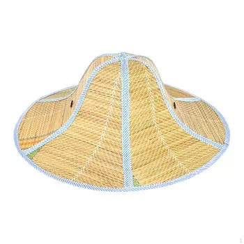 Компактная соломенная шляпа для защиты от солнца с регулируемым ремешком для подбородка. Активный отдых на природе. Blue White
