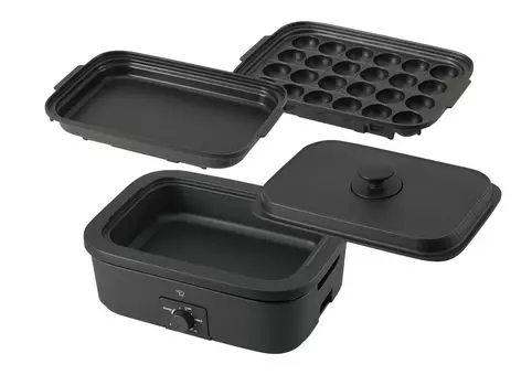 Компактная тарелка Zojirushi Daily, 3 предмета, глубокая плоская тарелка, такояки, компактная, безводная, черная EJ-DE30-BA