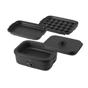 Компактная тарелка Zojirushi Daily, 3 предмета, глубокая плоская тарелка, такояки, компактная, безводная, черная EJ-DE30-BA