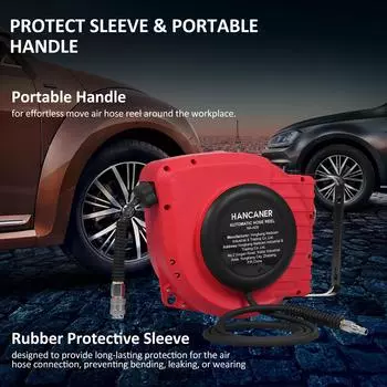 Компактная телескопическая катушка для воздушного шланга длиной 15+1,5 м с муфтами Подпружиненный шланг для сжатого воздуха с US Plug