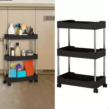 Компактная тележка на колесиках для хранения в ванной и на кухне 3 layer