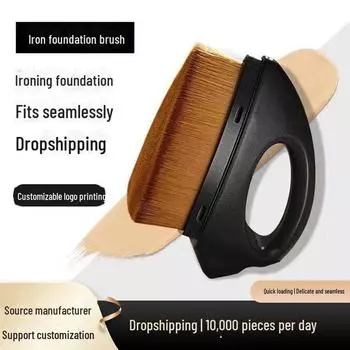 Компактная треугольная щетка для волос и маленькая железная кисть для нанесения тональной основы с чехлом — идеально подходят для нанесения макияжа, удаления пыли с ногтей и чистки автомобиля. Iron brush with cover коричневый