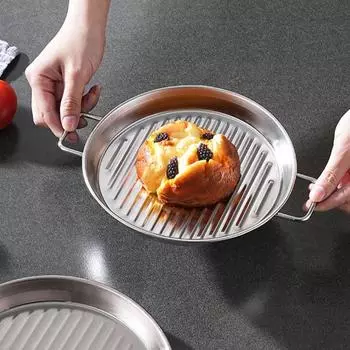 Компактная, утолщенная, удобная, с двойной ручкой, теплоизолированная, широкая тарелка для сервировки пиццы L золотистый