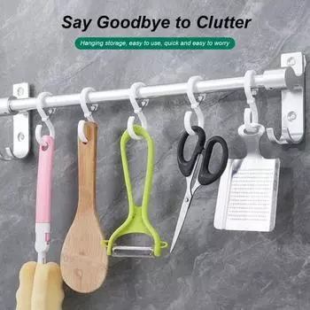 Компактная вешалка для быстрой установки, легкие нержавеющие крючки для душа, принадлежности для ванной комнаты, крючки для занавесок для душа L белый