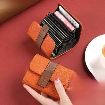 Компактная женская визитница: Стильный дизайн, большая вместимость, антимагнитное покрытие, несколько отделений для удостоверения личности и водительских прав, функциональность «два в одном». 11 card slots