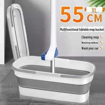 Компактное складное ведро для швабры: Квадратный пластиковый контейнер для хранения воды для легкой уборки, удобного хранения и очистки за один шаг Folding telescopic barrel