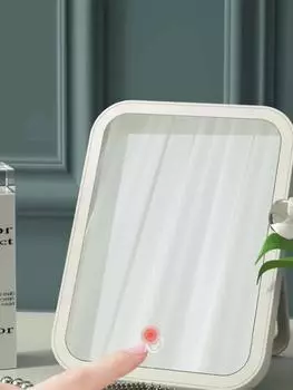 Компактное светодиодное USB-зеркало для макияжа с сенсорным экраном и функцией затемнения (Не подлежит перезарядке) белый