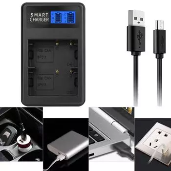 Компактное зарядное устройство BP511 с ЖК-дисплеем, двумя слотами, USB-база для зарядки аккумуляторов камер Canon EOS 10D, 20D, 30D, 40D, 50D, D60