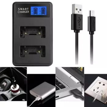 Компактное зарядное устройство NP45 LCD с двумя слотами USB для зарядки аккумуляторов камер Fujifilm FinePix JX250, JX400, J38