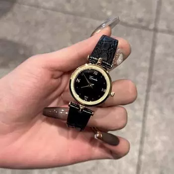 Компактные и элегантные женские часы, легкие, роскошные, простые, с круглым циферблатом, римская шкала, кварцевые часы для поездок на работу и обратно