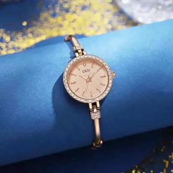 Компактные и умные часы с полубраслетом, элегантные женские модные студенческие кварцевые часы со стразами для поездок на работу