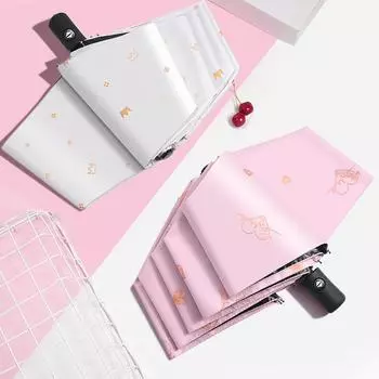 Компактный автоматический симпатичный солнцезащитный козырек и зонт с защитой от УФ-излучения для студентов - двойное использование для солнца и дождя Manual model белый