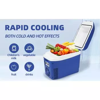 Компактный автомобильный холодильник объемом 7 л с питанием от постоянного тока 12 В, охлаждением до 10 °C ниже температуры окружающей среды и обогревом до 55 °C для путешествий EU