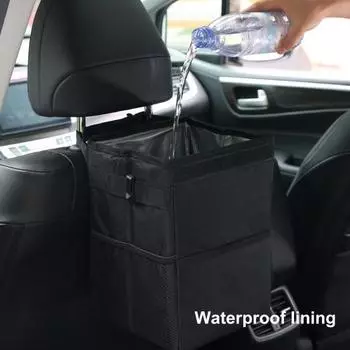 Компактный автомобильный мешок для мусора, откидная крышка, полезный подвесной бак для мусора L чёрный