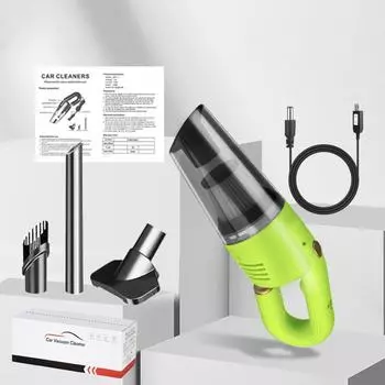 Компактный беспроводной автомобильный ручной пылесос для влажной и сухой уборки - Высокая мощность Wired зелёный