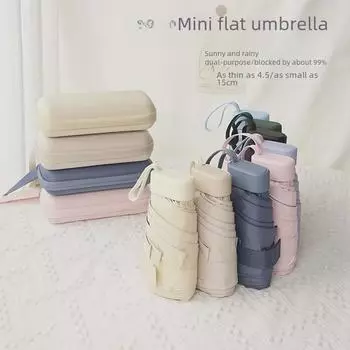Компактный черный зонт двойного назначения с защитой от УФ-излучения: Мини-складной, с 60% защитой от дождя, для женщин