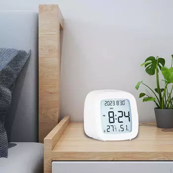 Компактный цифровой будильник с 12/24-часовым форматом 3x8x3 дюйма для спальни, дома, офиса, путешествий белый