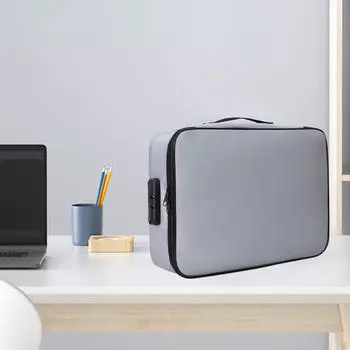 Компактный держатель для документов с надежной застежкой-молнией — идеально подходит для офиса и путешествий. серый