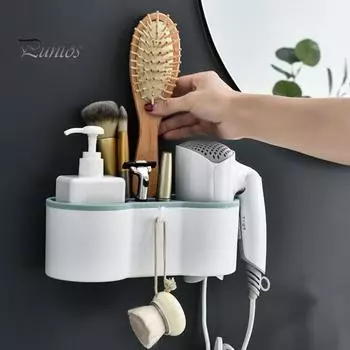 Компактный держатель для инструментов для укладки волос, прочное и практичное настенное крепление для фена, щипцов для завивки волос, щеток и многого другого, не требующее сверления светло-зеленый