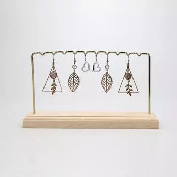Компактный держатель для ювелирных изделий, деревянная основа, 2 яруса, держатель для сережек, стойка для ювелирных изделий, фотореквизит, прилавок для магазина, подвесная полка для демонстрации товаров