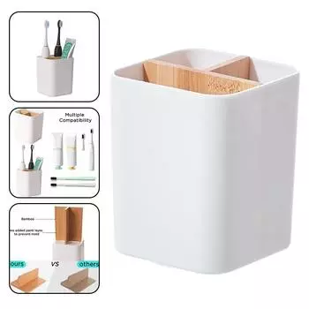 Компактный держатель зубных щеток с 3 отделениями для организованного хранения туалетных принадлежностей