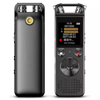 Компактный диктофон, 3072 кбит/с, 32 ГБ большой емкости, с функцией транскрипции, высокочувствительная запись в одно касание, автоматическое шумоподавление,
