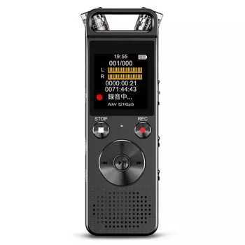 Компактный диктофон с функцией транскрипции, большая емкость 32 ГБ, 3072 кбит/с, высокочувствительная запись в одно касание, автоматическое шумоподавление