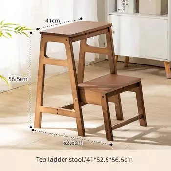 Компактный двухъярусный табурет из массива дерева, складная стремянка Tea Ladder Stool