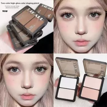 Компактный двухцветный хайлайтер DIKALU — матовый и мерцающий, иллюминайзер для лица и глаз, контурирование носа, устойчивость к поту, осветление макияжа 01 # Cheese jasmine