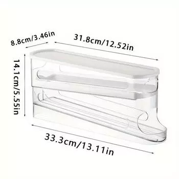 Компактный двухслойный контейнер для хранения яиц на колесиках для холодильника - прочный, моющийся пластик, не требует батареек - идеально подходит для организации домашнего пространства 1pcs-Transparent Color