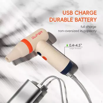 Компактный фен с регулируемой мощностью ветра для быстрой сушки на ходу оранжевый