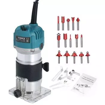 Компактный фрезерный станок по дереву, 800 Вт, набор инструментов, электрический триммер, 220 В, фрезерный станок по дереву с 15 фрезами EU Plug