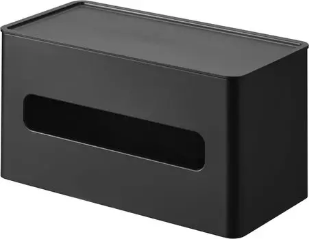 Компактный футляр для влажных салфеток Yamazaki Jitsugyo, черный, x D11 x Tower Tissue Holder, коробка для салфеток 2041, двухсторонняя и прибл.. Ш21,7 В11,8 см чёрный