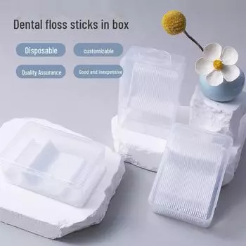 Компактный футляр для зубочисток и зубная нить в индивидуальной упаковке с логотипом 30 pieces