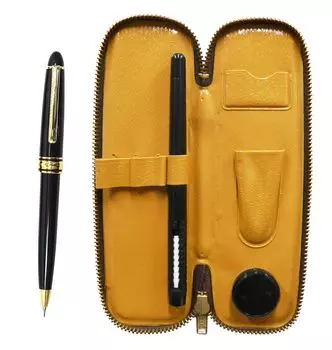 Компактный карандаш-ручка с черной крышкой и металлическим кольцом, сдвижной чехол для набора механических карандашей в стиле ретро, с ластиком, T23-SMC46B-8838S